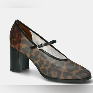 NWT Scoop Women's Leopard Mesh Mary Jane Block Heel Pumps Size 8.5